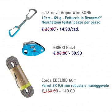 kit arrampicata rinvii corda grigri