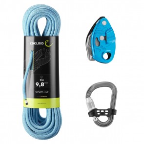 kit arrampicata economico corda grigri moschettone