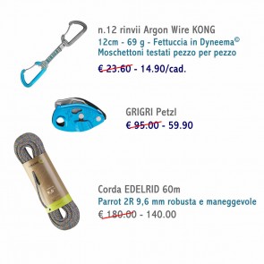 kit arrampicata rinvii corda grigri